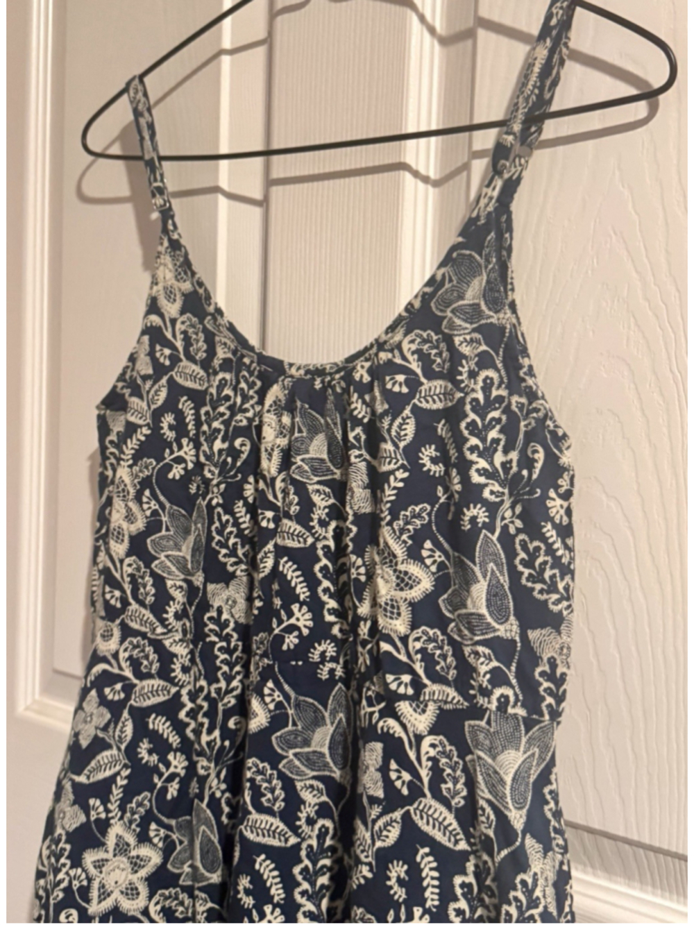 Roller Rabbit POM Dakota Dress XS Navy Floral Boho Midi Adjustable Strap Cotton - Picture 3 of 11